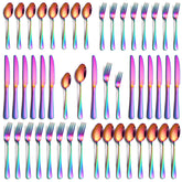 PHILIPALA rainbow dinner knives with durable finish for everyday meals.