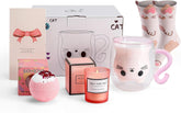 Phitihui cat mug gift set pink with double-wall insulation for safe handling and warmth