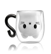 Phitihui cat mug with double-wall glass keeps drinks insulated.