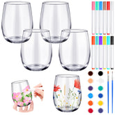 Pickmesh glass painting kit with four stemless glasses for creative custom designs.