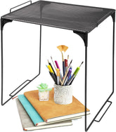 Piffny versatile metal mesh organizer shelf in locker front view improves quick access to books.