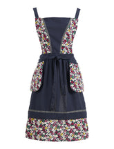 Pinknoke navy floral crossback kitchen apron protects clothes while cooking