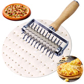 Pizza Docker with stainless steel spikes and wooden handle for precise dough perforation