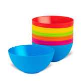 PLASKIDY 12-piece colorful bowls set for kids, perfect for cereals and snacks.