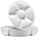 Plasticpro 6-section round tray with white finish for organized serving.