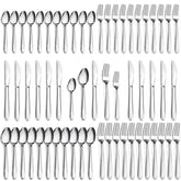 Pleafind 60 piece silverware set for 12 dining spoons with elegant finish for family meals
