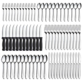 Pleafind 72-piece flatware set laid out for a full dining table, ready for gatherings