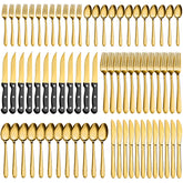 Pleafind 72-piece gold flatware set with durable dinner spoons for everyday dining