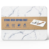 Plentio stone drying mat on counter shows quick absorption and airflow