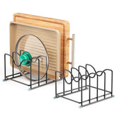 PLUVON pot lid organizer rack keeps lids upright for quick access