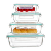Pmssypl 4-piece glass storage set with locked lids for leftovers and prep.