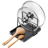 Poeland pot lid holder 2 layers keeps lids upright and organized on the counter.