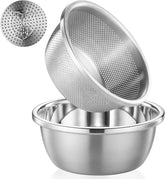 POPGRADE 304 stainless steel colander with 2qt capacity for quick draining