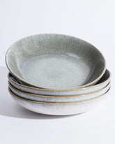 Pokini pasta bowls front view in gradient green, ideal for family meals.