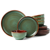 Pokini Stoneware Dinnerware Set with unique reactive glaze for distinctive table appeal
