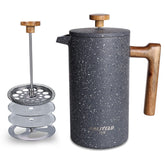 POLIVIAR 7379 French press showing 34-ounce capacity for sharing coffee