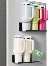 POLRAI magnetic Stanley cup holder 2-pack with three slots keeps cups organized on the fridge.