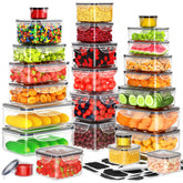 Pony Crossing the River 52-pcs set: clear stackable containers for meal prep and fridge organization