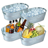 PORPOR BOOYA four-pack galvanized ice buckets with carry handles keep drinks cold at parties.