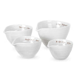 Portmeirion Sophie Conran white measuring cups stacked for tidy prep.