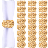 Potchen boho napkin ring with round weave enhances rustic table decor for weddings.