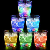Potchen LED neon shot glasses glow in a 6-pack setup for a party.