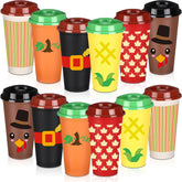 Potchen 16oz Thanksgiving cup with pumpkin design, ideal for hot beverages at gatherings.