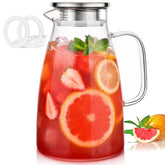 Potdoctor glass pitcher with lid pour spout for smooth serving.