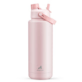 POWCAN 40oz bottle with cotton candy lid and straw for easy hydration on the go.