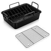 P&P CHEF 14-inch roaster pan with handles for easy roasting and serving