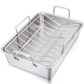 P&P CHEF 16-inch roaster pan with baking rack for even browning