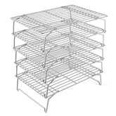 P&P CHEF 5-tier cooling rack in stainless steel for even air circulation.