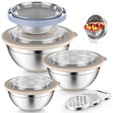 P&P CHEF 3-piece mixing bowls with lids for versatile meal prep.