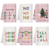 Preboun Nutcracker towel with tree motif, absorbs spills quickly for holiday kitchens.