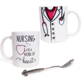Premium Innovations nursing mug on a desk, a thoughtful gift for nurses.