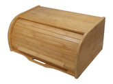 PremiumPresents large roll-top bamboo bread box on counter keeps bread organized