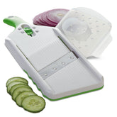 PrepSolutions Adjust-A-Slice Mandoline Green with dial for precise thickness cuts, ideal for batch prep.