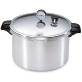 Presto 16-quart pressure canner lid with secure lock for safe canning.