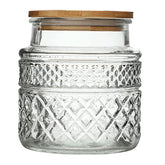 Prettidecor glass storage jar with 38fl oz capacity, ideal for pantry organization.