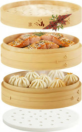 Prime Home Direct 8-inch bamboo steamer top view for even heat