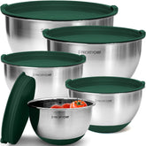Priority Chef premium green mixing bowls set with airtight lids for organized meal prep