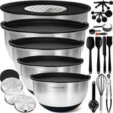 Priority Chef stainless steel bowls with lids for fresh storage and organization