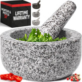 PriorityChef heavy-duty granite mortar and pestle with 2-cup capacity for fresh sauces