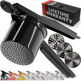 PriorityChef Large 15oz Potato Ricer with three discs for versatile textures.