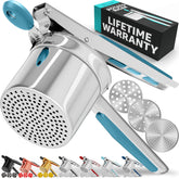 PriorityChef large 15oz potato ricer with three discs for versatile texture control.