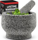 PriorityChef mortar and pestle set in grey granite, ready for fresh spice blends.