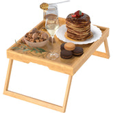 Promitop bamboo bed tray with foldable legs for stable meals in bed