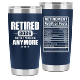 PRPinkRain Legend Has Retired navy tumbler front view for daily coffee on the go