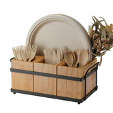 PTSTING silverware caddy with wood build, portable organization for meals and picnics