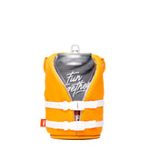 Puffin buoy life vest can cooler in apricot keeps drinks cold on water